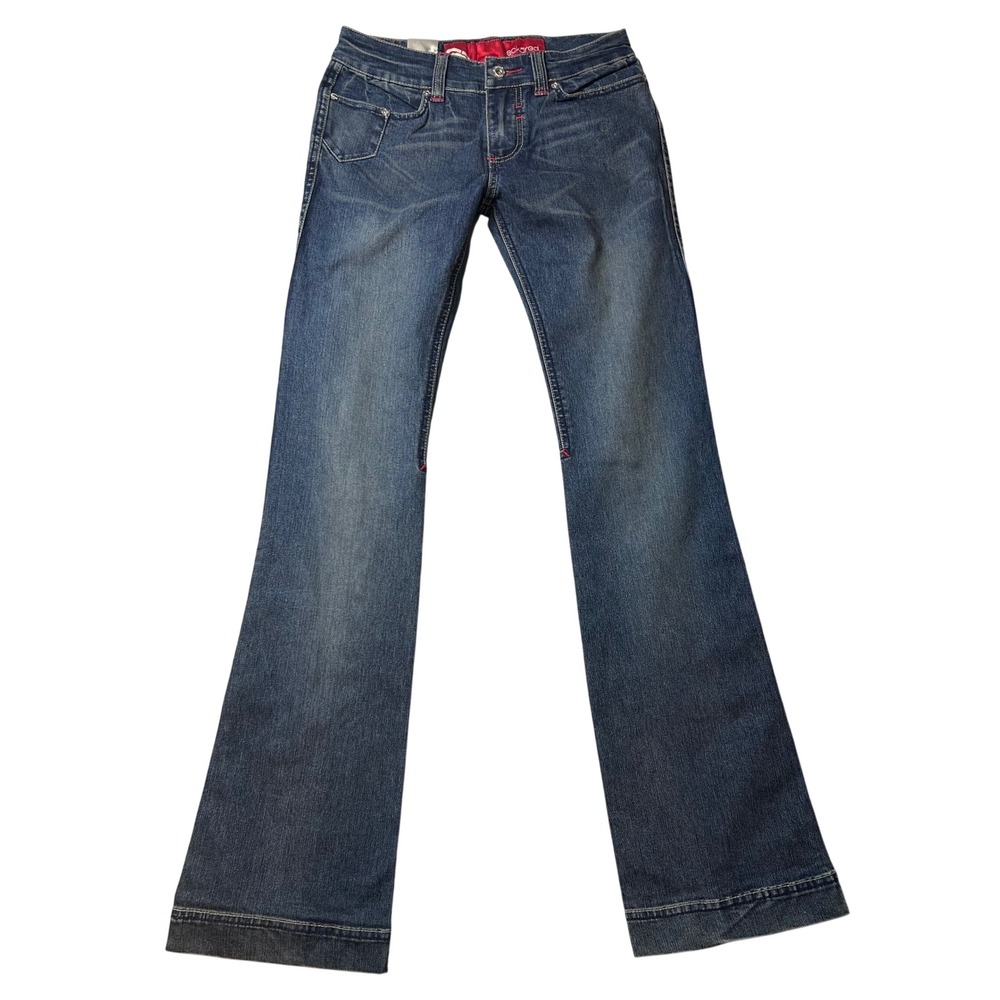 VTG Ecko Red Vintage Flare Leg Jeans Blue Stretch Embroidered Size 5 NWT 28x32